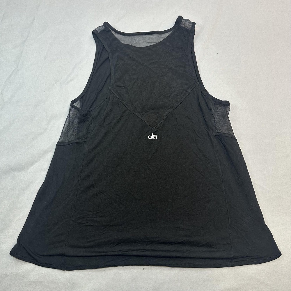ALO Tank Womens Fits M Black Sheer Breathable Lightweight Gym Training
